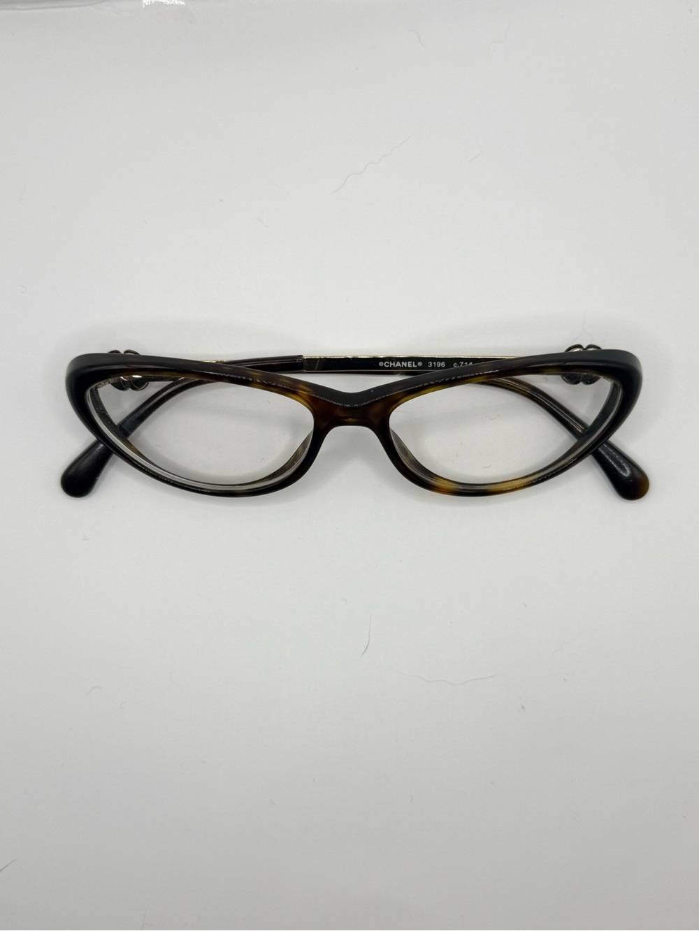 Chanel 3196 c.714 Camellia Cat Eye Eyeglasses Dark Tortoise Gold Frames w/ Case